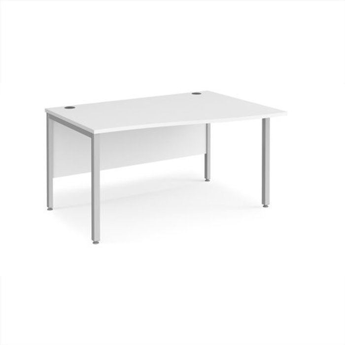 Office Monster | Maestro 25 Office Desk | Right Hand Wave Desk 1400mm | White Top With Silver Frame | Maestro 25 MB14WRSWH Maestro 25 Office Desk | Right Hand Wave Desk 1400mm | White Top With Silver Frame | Maestro 25 MB14WRSWH