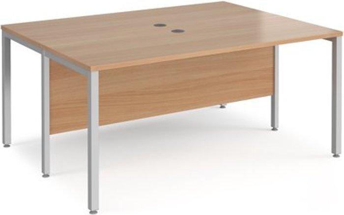 Office Monster | Maestro 25 Office Desk | 2 Person Rectangular Desk 1600mm | Beech Tops With Silver Frames | 1200mm Depth | Maestro 25 Maestro 25 Office Desk | 2 Person Rectangular Desk 1600mm | Beech Tops With Silver Frames | 1200mm Depth | Maestro 25