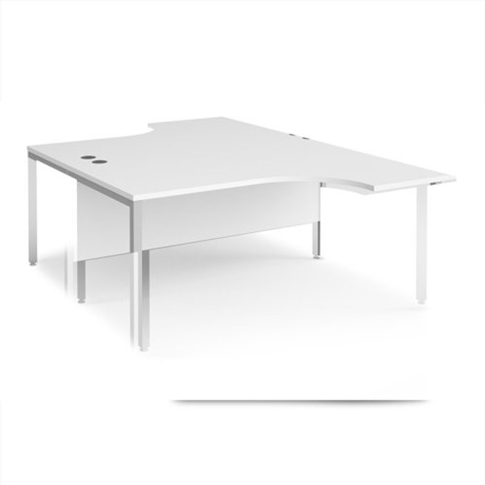 Office Monster | Maestro 25 Office Desk | 2 Person Rectangular Desk 1600mm | White Tops With Silver Frames | Maestro 25 Maestro 25 Office Desk | 2 Person Rectangular Desk 1600mm | White Tops With Silver Frames | Maestro 25