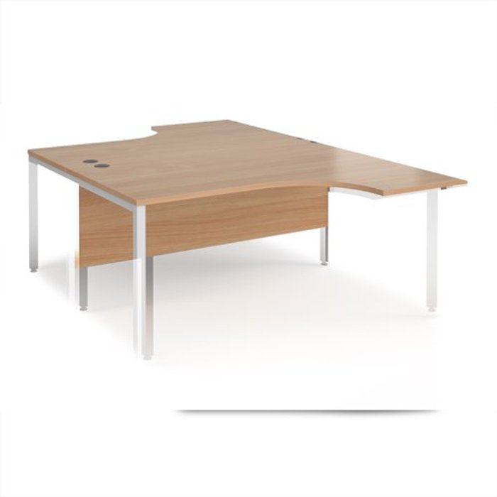 Office Monster | Maestro 25 Office Desk | 2 Person Rectangular Desk 1600mm | Beech Tops With White Frames | Maestro 25 Maestro 25 Office Desk | 2 Person Rectangular Desk 1600mm | Beech Tops With White Frames | Maestro 25