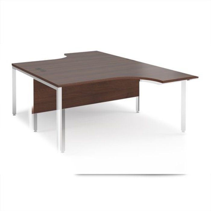 Office Monster | Maestro 25 Office Desk | 2 Person Rectangular Desk 1600mm | Walnut Tops With White Frames | Maestro 25 Maestro 25 Office Desk | 2 Person Rectangular Desk 1600mm | Walnut Tops With White Frames | Maestro 25