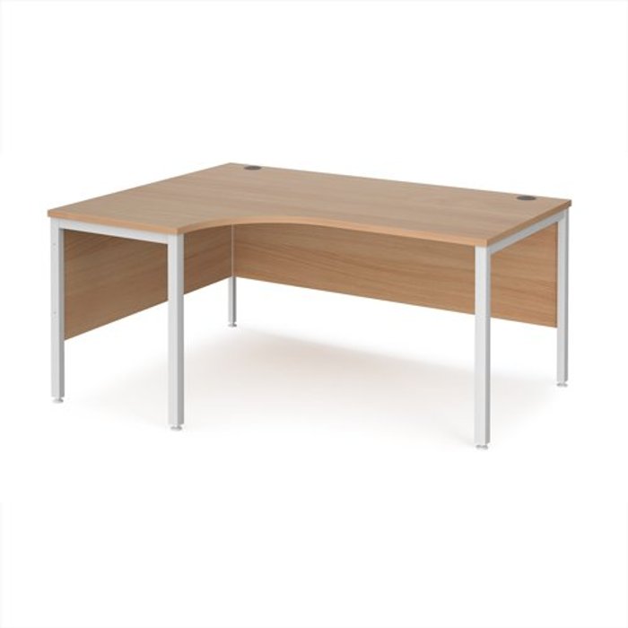 Office Monster | Maestro 25 Office Desk | Left Hand Corner Desk 1600mm | Beech Top With White Frame | 1200mm Depth | Maestro 25 MB16ELWHB Maestro 25 Office Desk | Left Hand Corner Desk 1600mm | Beech Top With White Frame | 1200mm Depth | Maestro 25 MB16ELWHB