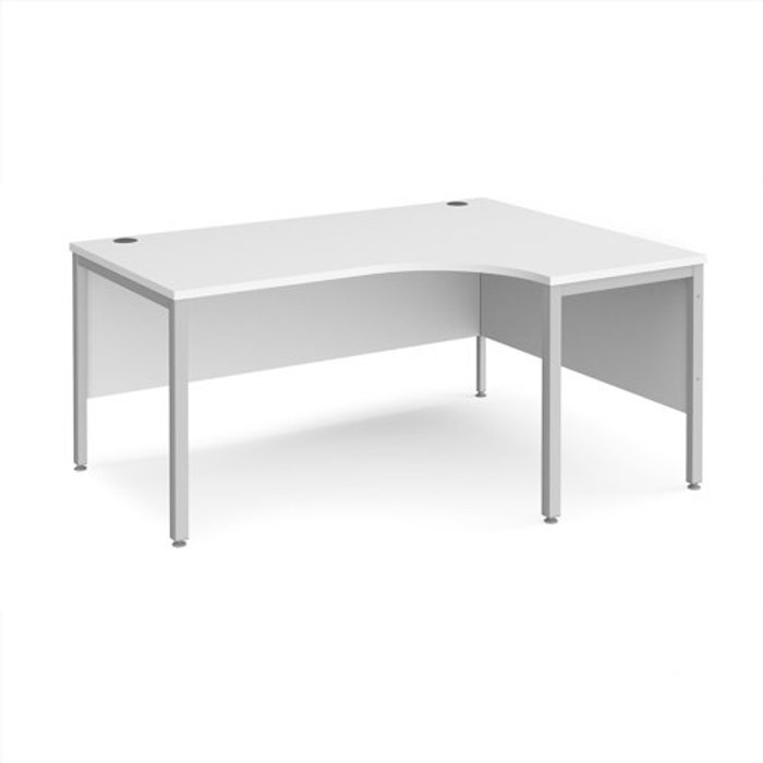 Office Monster | Maestro 25 Office Desk | Right Hand Corner Desk 1600mm | White Top With Silver Frame | 1200mm Depth | Maestro 25 MB16ERSWH Maestro 25 Office Desk | Right Hand Corner Desk 1600mm | White Top With Silver Frame | 1200mm Depth | Maestro 25 MB16ERSWH