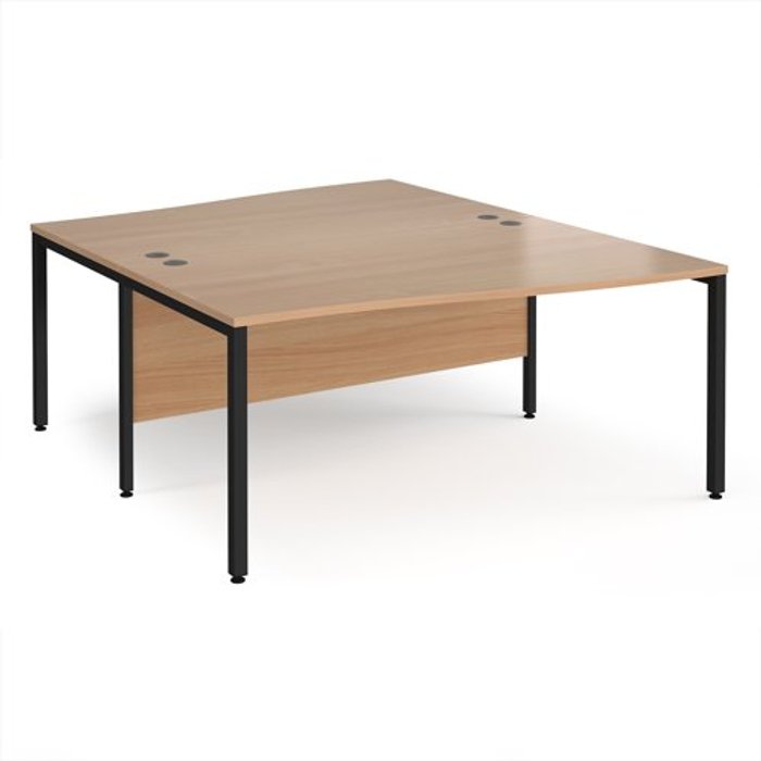 Office Monster | Maestro 25 Office Desk | 2 Person Wave Desk 1600mm | Beech Tops With Black Frames | Maestro 25 Maestro 25 Office Desk | 2 Person Wave Desk 1600mm | Beech Tops With Black Frames | Maestro 25