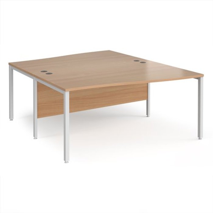 Office Monster | Maestro 25 Office Desk | 2 Person Wave Desk 1600mm | Beech Tops With White Frames | Maestro 25 Maestro 25 Office Desk | 2 Person Wave Desk 1600mm | Beech Tops With White Frames | Maestro 25