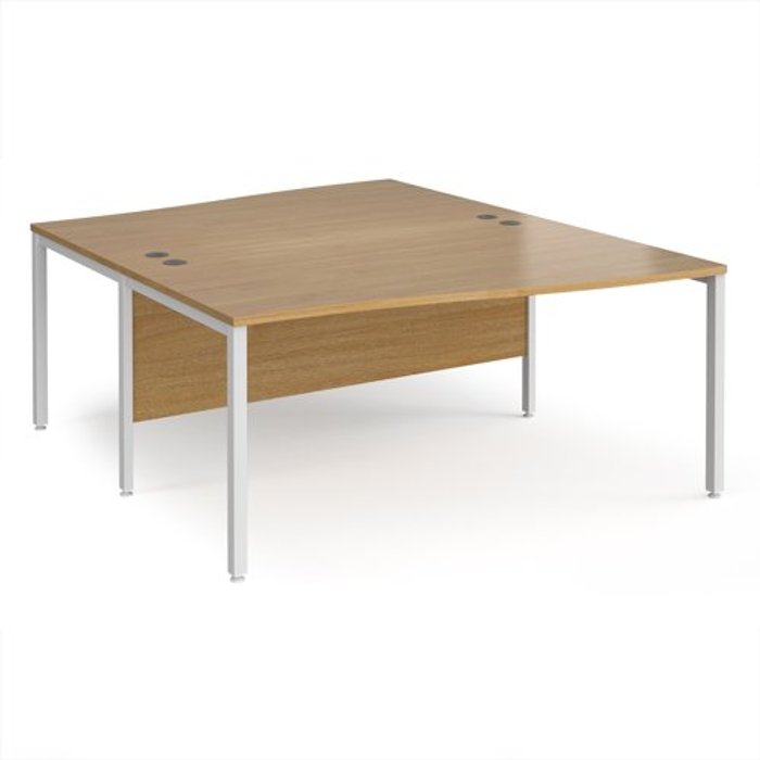 Office Monster | Maestro 25 Office Desk | 2 Person Wave Desk 1600mm | Oak Tops With White Frames | Maestro 25 Maestro 25 Office Desk | 2 Person Wave Desk 1600mm | Oak Tops With White Frames | Maestro 25