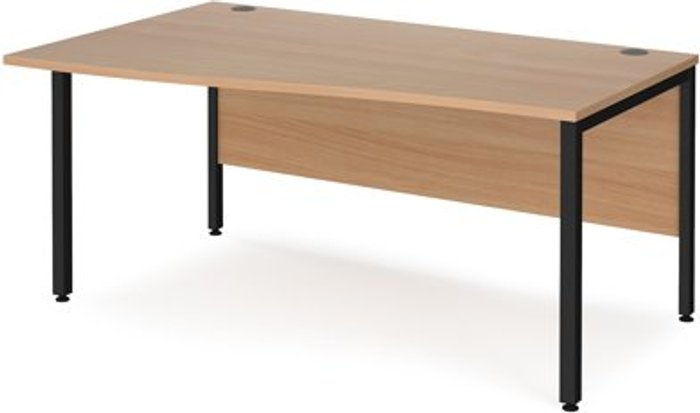 Office Monster | Maestro 25 Office Desk | Left Hand Wave Desk 1600mm | Beech Top With Black Frame | Maestro 25 MB16WLKB Maestro 25 Office Desk | Left Hand Wave Desk 1600mm | Beech Top With Black Frame | Maestro 25 MB16WLKB