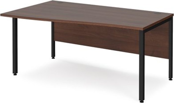 Office Monster | Maestro 25 Office Desk | Left Hand Wave Desk 1600mm | Walnut Top With Black Frame | Maestro 25 MB16WLKW Maestro 25 Office Desk | Left Hand Wave Desk 1600mm | Walnut Top With Black Frame | Maestro 25 MB16WLKW