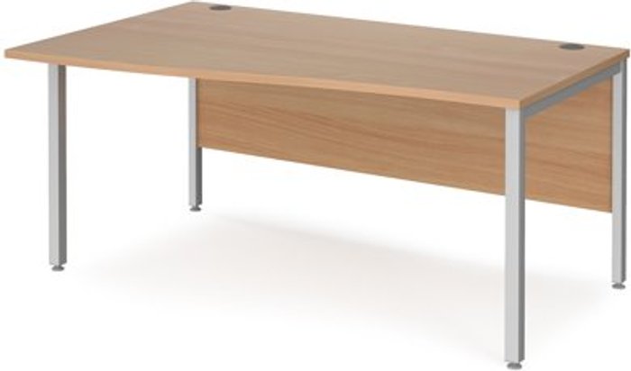 Office Monster | Maestro 25 Office Desk | Left Hand Wave Desk 1600mm | Beech Top With Silver Frame | Maestro 25 MB16WLSB Maestro 25 Office Desk | Left Hand Wave Desk 1600mm | Beech Top With Silver Frame | Maestro 25 MB16WLSB