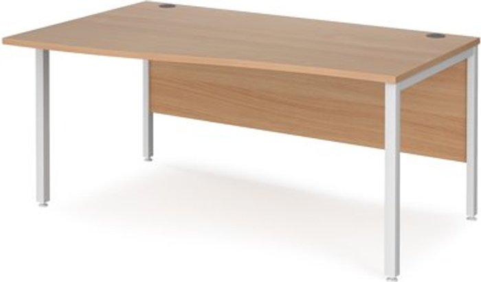 Office Monster | Maestro 25 Office Desk | Left Hand Wave Desk 1600mm | Beech Top With White Frame | Maestro 25 MB16WLWHB Maestro 25 Office Desk | Left Hand Wave Desk 1600mm | Beech Top With White Frame | Maestro 25 MB16WLWHB