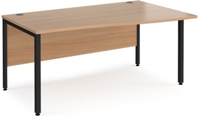 Office Monster | Maestro 25 Office Desk | Right Hand Wave Desk 1600mm | Beech Top With Black Frame | Maestro 25 MB16WRKB Maestro 25 Office Desk | Right Hand Wave Desk 1600mm | Beech Top With Black Frame | Maestro 25 MB16WRKB