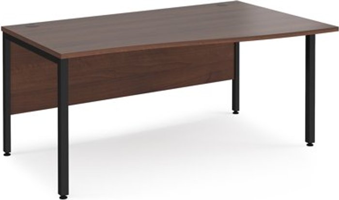 Office Monster | Maestro 25 Office Desk | Right Hand Wave Desk 1600mm | Walnut Top With Black Frame | Maestro 25 MB16WRKW Maestro 25 Office Desk | Right Hand Wave Desk 1600mm | Walnut Top With Black Frame | Maestro 25 MB16WRKW