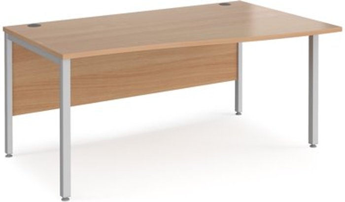 Office Monster | Maestro 25 Office Desk | Right Hand Wave Desk 1600mm | Beech Top With Silver Frame | Maestro 25 MB16WRSB Maestro 25 Office Desk | Right Hand Wave Desk 1600mm | Beech Top With Silver Frame | Maestro 25 MB16WRSB