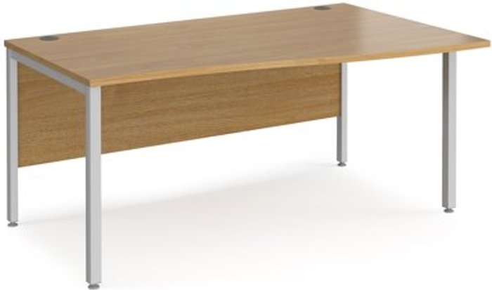 Office Monster | Maestro 25 Office Desk | Right Hand Wave Desk 1600mm | Oak Top With Silver Frame | Maestro 25 MB16WRSO Maestro 25 Office Desk | Right Hand Wave Desk 1600mm | Oak Top With Silver Frame | Maestro 25 MB16WRSO