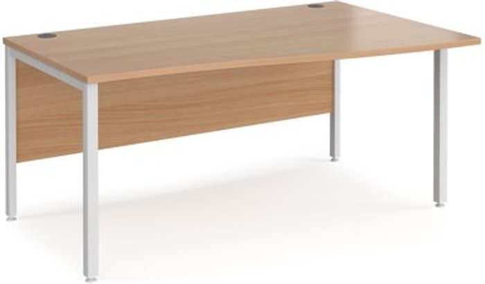 Office Monster | Maestro 25 Office Desk | Right Hand Wave Desk 1600mm | Beech Top With White Frame | Maestro 25 MB16WRWHB Maestro 25 Office Desk | Right Hand Wave Desk 1600mm | Beech Top With White Frame | Maestro 25 MB16WRWHB