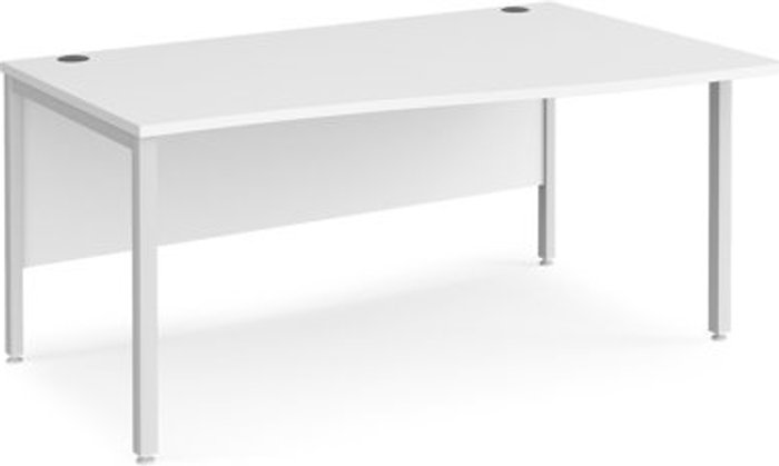 Office Monster | Maestro 25 Office Desk | Right Hand Wave Desk 1600mm | White Top With White Frame | Maestro 25 MB16WRWHWH Maestro 25 Office Desk | Right Hand Wave Desk 1600mm | White Top With White Frame | Maestro 25 MB16WRWHWH