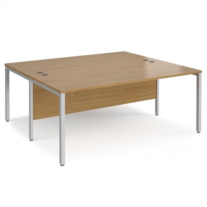 Office Monster | Maestro 25 Office Desk | 2 Person Rectangular Desk 1800mm | Oak Tops With Silver Frames | Maestro 25 Maestro 25 Office Desk | 2 Person Rectangular Desk 1800mm | Oak Tops With Silver Frames | Maestro 25