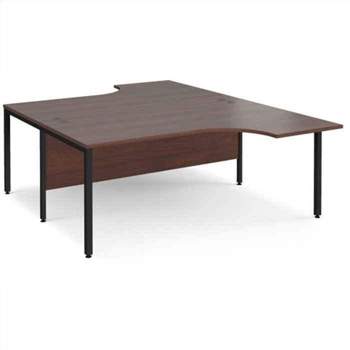 Office Monster | Maestro 25 Office Desk | 2 Person Corner Desk 1800mm | Walnut Tops With Black Frames | Maestro 25 Maestro 25 Office Desk | 2 Person Corner Desk 1800mm | Walnut Tops With Black Frames | Maestro 25