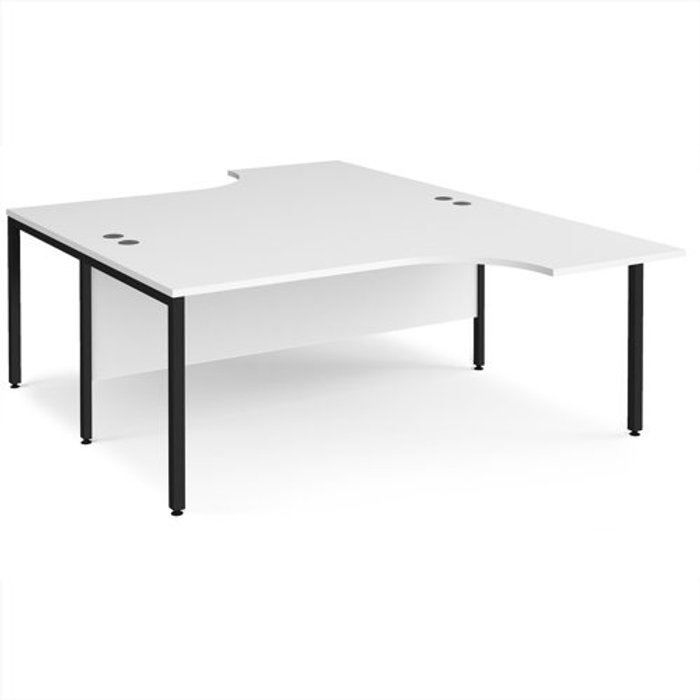 Office Monster | Maestro 25 Office Desk | 2 Person Corner Desk 1800mm | White Tops With Black Frames | Maestro 25 Maestro 25 Office Desk | 2 Person Corner Desk 1800mm | White Tops With Black Frames | Maestro 25