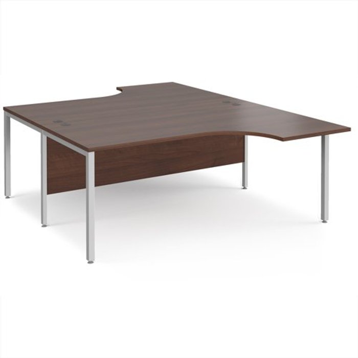 Office Monster | Maestro 25 Office Desk | 2 Person Corner Desk 1800mm | Walnut Tops With Silver Frames | Maestro 25 Maestro 25 Office Desk | 2 Person Corner Desk 1800mm | Walnut Tops With Silver Frames | Maestro 25
