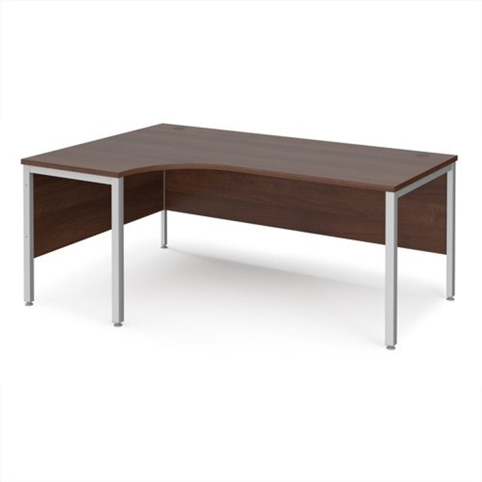 Office Monster | Maestro 25 Office Desk | Left Hand Corner Desk 1800mm | Walnut Top With Silver Frame | 1200mm Depth | Maestro 25 MB18ELSW Maestro 25 Office Desk | Left Hand Corner Desk 1800mm | Walnut Top With Silver Frame | 1200mm Depth | Maestro 25 MB18ELSW