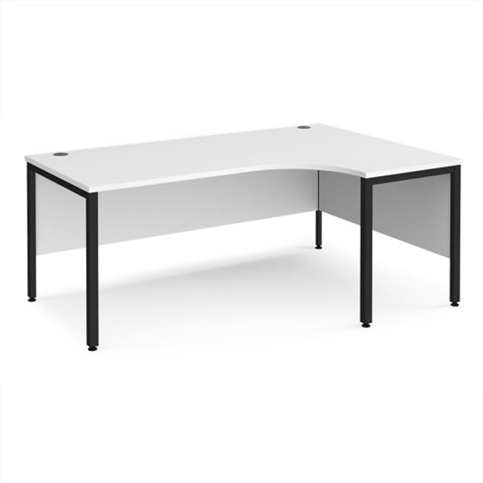 Office Monster | Maestro 25 Office Desk | Right Hand Corner Desk 1800mm | White Top With Black Frame | 1200mm Depth | Maestro 25 MB18ERKWH Maestro 25 Office Desk | Right Hand Corner Desk 1800mm | White Top With Black Frame | 1200mm Depth | Maestro 25 MB18ERKWH