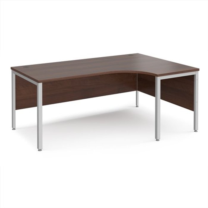 Office Monster | Maestro 25 Office Desk | Right Hand Corner Desk 1800mm | Walnut Top With Silver Frame | 1200mm Depth | Maestro 25 MB18ERSW Maestro 25 Office Desk | Right Hand Corner Desk 1800mm | Walnut Top With Silver Frame | 1200mm Depth | Maestro 25 MB18ERSW