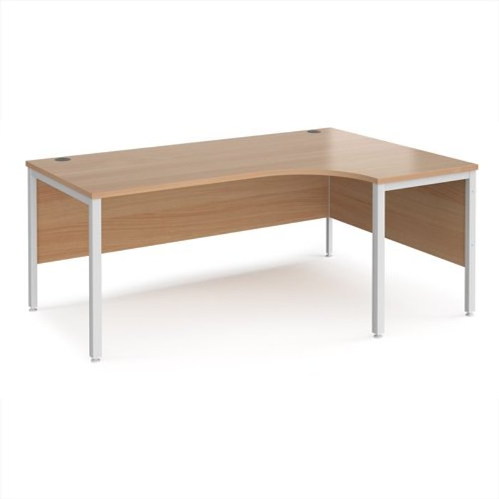 Office Monster | Maestro 25 Office Desk | Right Hand Corner Desk 1800mm | Beech Top With White Frame | 1200mm Depth | Maestro 25 MB18ERWHB Maestro 25 Office Desk | Right Hand Corner Desk 1800mm | Beech Top With White Frame | 1200mm Depth | Maestro 25 MB18ERWHB
