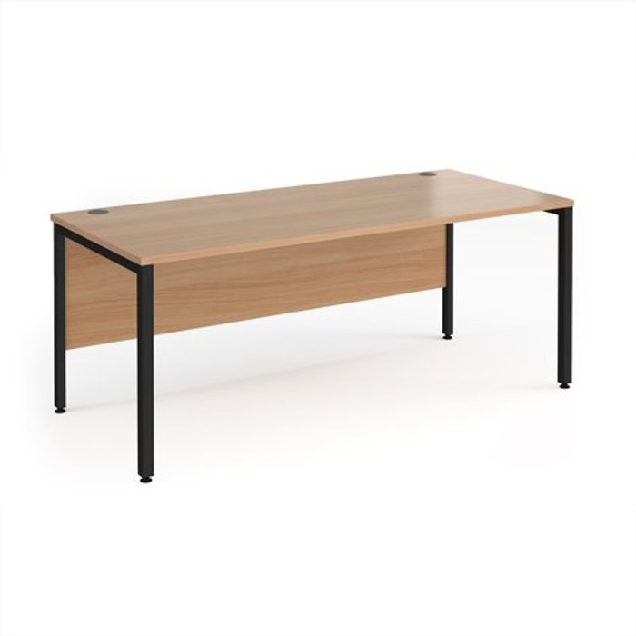 Office Monster | Maestro 25 Office Desk | 1800mm Rectangular Desk With Bench Leg | Beech Tops With Black Frames | Maestro 25 Maestro 25 Office Desk | 1800mm Rectangular Desk With Bench Leg | Beech Tops With Black Frames | Maestro 25