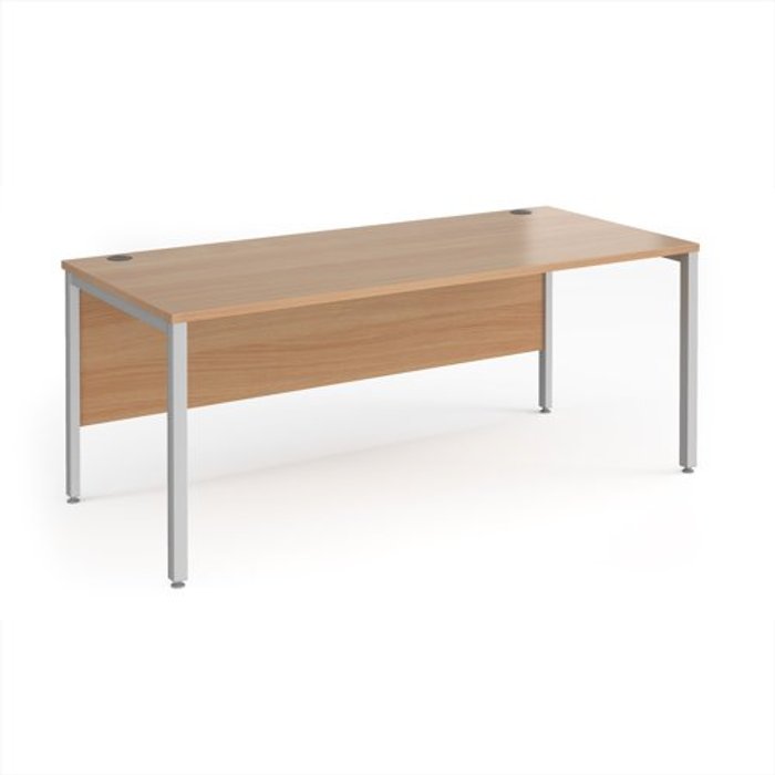 Office Monster | Maestro 25 Office Desk | 1800mm Rectangular Desk With Bench Leg | Beech Tops With Silver Frames | Maestro 25 Maestro 25 Office Desk | 1800mm Rectangular Desk With Bench Leg | Beech Tops With Silver Frames | Maestro 25
