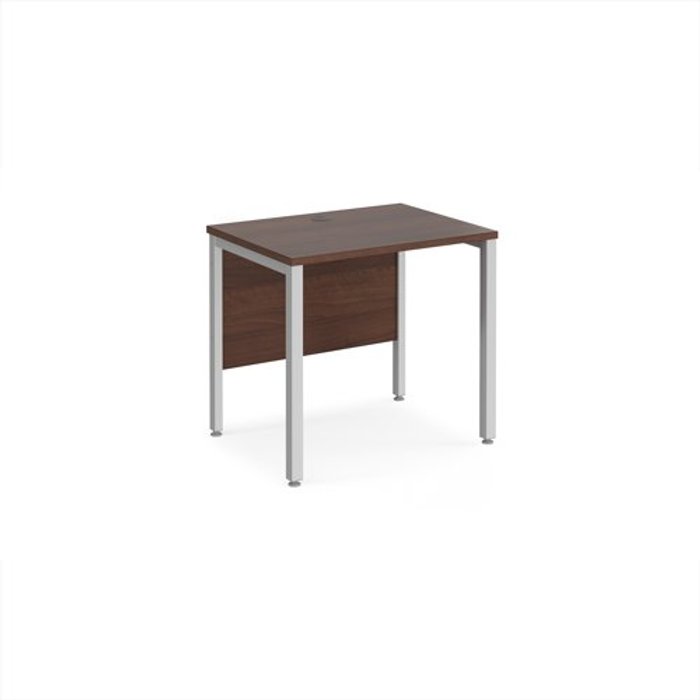Office Monster | Maestro 25 Maestro 25 straight desk 800mm x 600mm - silver bench leg frame, walnut top Maestro 25 Maestro 25 straight desk 800mm x 600mm - silver bench leg frame, walnut top