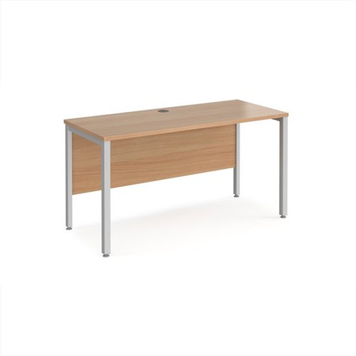 Office Monster | Maestro 25 Office Desk | 1400mm Rectangular Desk With Bench Leg | Beech Tops With Silver Frames | 600mm Depth | Maestro 25 Maestro 25 Office Desk | 1400mm Rectangular Desk With Bench Leg | Beech Tops With Silver Frames | 600mm Depth | Maestro 25