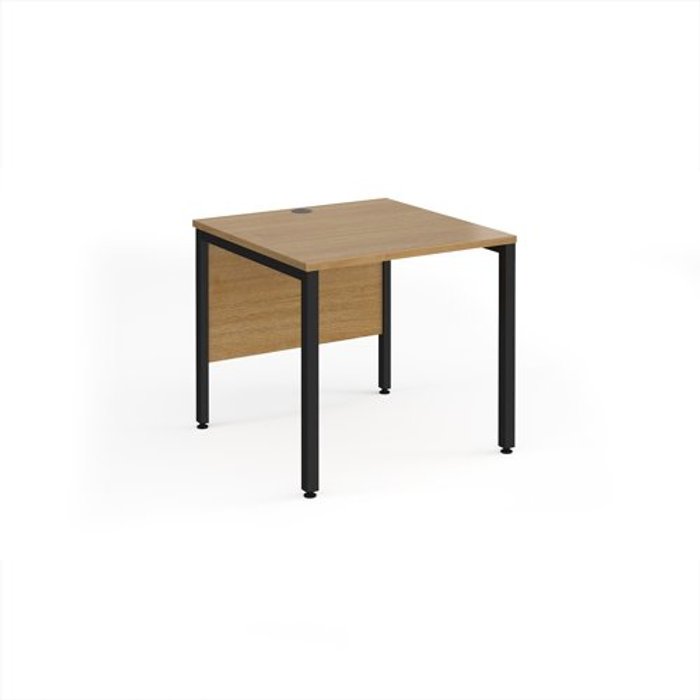 Office Monster | Maestro 25 Office Desk | 800mm Rectangular Desk With Bench Leg | Oak Tops With Black Frames | 800mm Depth | Maestro 25 Maestro 25 Office Desk | 800mm Rectangular Desk With Bench Leg | Oak Tops With Black Frames | 800mm Depth | Maestro 25