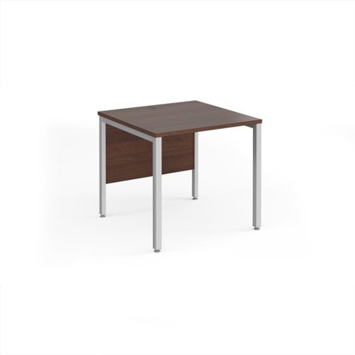 Office Monster | Maestro 25 Office Desk | 800mm Rectangular Desk With Bench Leg | Walnut Tops With Silver Frames | 800mm Depth | Maestro 25 Maestro 25 Office Desk | 800mm Rectangular Desk With Bench Leg | Walnut Tops With Silver Frames | 800mm Depth | Maestro 25