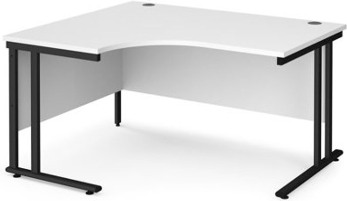Office Monster | Maestro 25 Office Desk | Left Hand Corner Desk 1400mm | White Top With Black Frame | 1200mm Depth | Maestro 25 MC14ELKWH Maestro 25 Office Desk | Left Hand Corner Desk 1400mm | White Top With Black Frame | 1200mm Depth | Maestro 25 MC14ELKWH