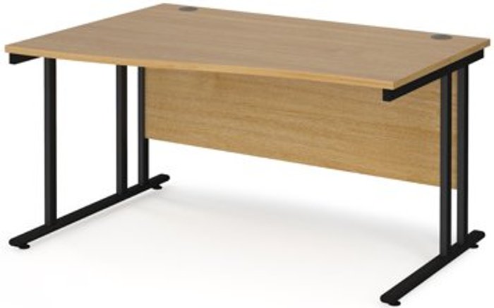 Office Monster | Maestro 25 Office Desk | Left Hand Wave Desk 1400mm | Oak Top With Black Frame | Maestro 25 MC14WLKO Maestro 25 Office Desk | Left Hand Wave Desk 1400mm | Oak Top With Black Frame | Maestro 25 MC14WLKO