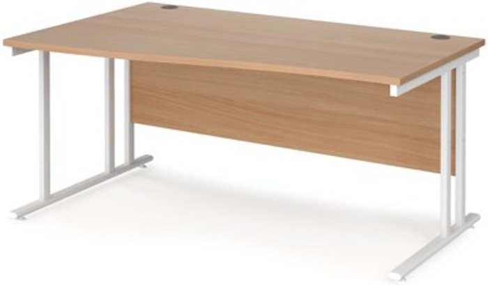 Office Monster | Maestro 25 Office Desk | Left Hand Wave Desk 1600mm | Beech Top With White Frame | Maestro 25 MC16WLWHB Maestro 25 Office Desk | Left Hand Wave Desk 1600mm | Beech Top With White Frame | Maestro 25 MC16WLWHB