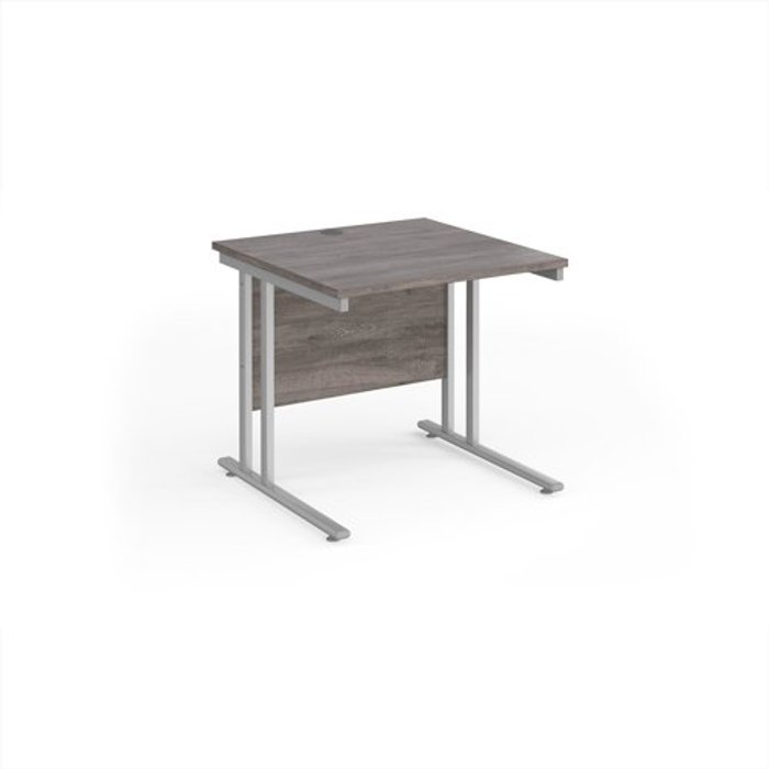 Office Monster | Maestro 25 Maestro 25 straight desk 800mm x 800mm - silver cantilever leg frame, grey oak top Maestro 25 Maestro 25 straight desk 800mm x 800mm - silver cantilever leg frame, grey oak top