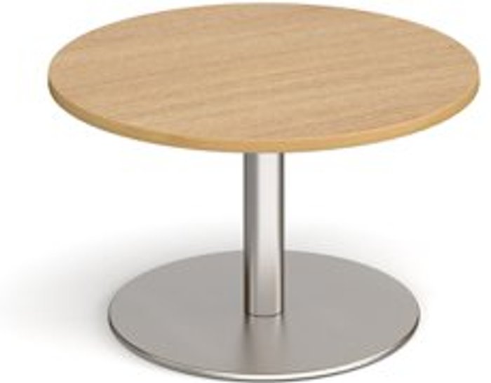 Office Monster | Monza Monza circular coffee table with flat round brushed steel base 800mm - oak Monza Monza circular coffee table with flat round brushed steel base 800mm - oak