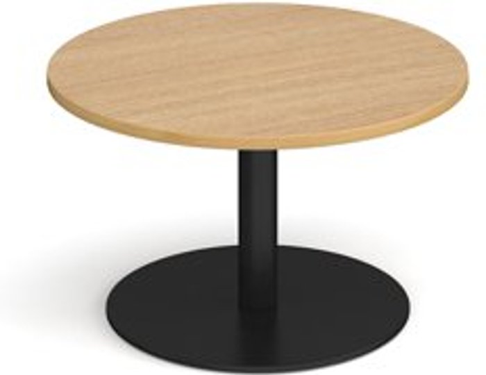 Office Monster | Monza Monza circular coffee table with flat round black base 800mm - oak Monza Monza circular coffee table with flat round black base 800mm - oak