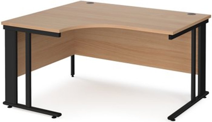 Office Monster | Maestro 25 Office Desk | Left Hand Corner Desk 1400mm | Beech Top With Black Frame | 1200mm Depth | Maestro 25 MCM14ELKB Maestro 25 Office Desk | Left Hand Corner Desk 1400mm | Beech Top With Black Frame | 1200mm Depth | Maestro 25 MCM14ELKB