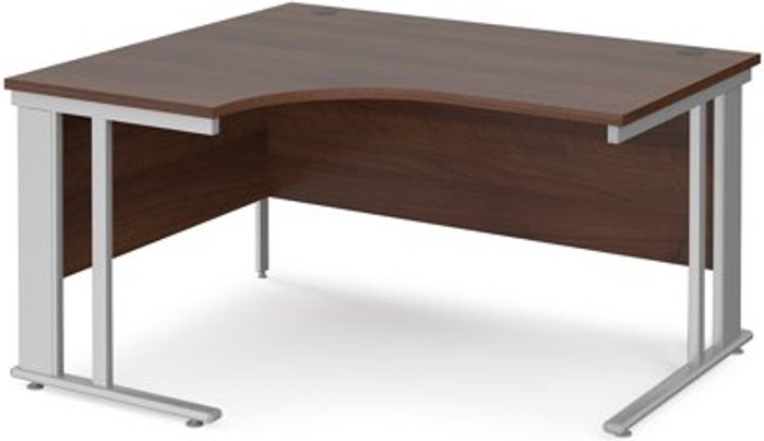 Office Monster | Maestro 25 Office Desk | Left Hand Corner Desk 1400mm | Walnut Top With Silver Frame | 1200mm Depth | Maestro 25 MCM14ELSW Maestro 25 Office Desk | Left Hand Corner Desk 1400mm | Walnut Top With Silver Frame | 1200mm Depth | Maestro 25 MCM14ELSW