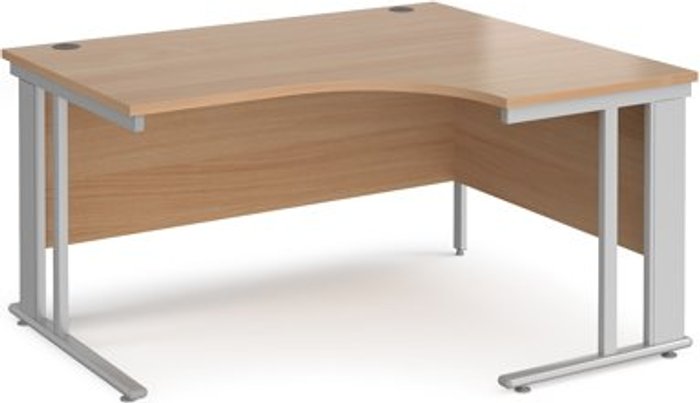 Office Monster | Maestro 25 Office Desk | Right Hand Corner Desk 1400mm | Beech Top With Silver Frame | 1200mm Depth | Maestro 25 MCM14ERSB Maestro 25 Office Desk | Right Hand Corner Desk 1400mm | Beech Top With Silver Frame | 1200mm Depth | Maestro 25 MCM14ERSB