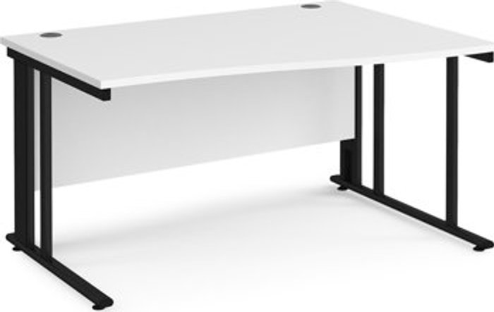 Office Monster | Maestro 25 Office Desk | Right Hand Wave Desk 1400mm | White Top With Black Frame | Maestro 25 MCM14WRKWH Maestro 25 Office Desk | Right Hand Wave Desk 1400mm | White Top With Black Frame | Maestro 25 MCM14WRKWH
