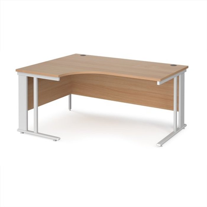 Office Monster | Maestro 25 Office Desk | Left Hand Corner Desk 1600mm | Beech Top With White Frame | 1200mm Depth | Maestro 25 MCM16ELWHB Maestro 25 Office Desk | Left Hand Corner Desk 1600mm | Beech Top With White Frame | 1200mm Depth | Maestro 25 MCM16ELWHB