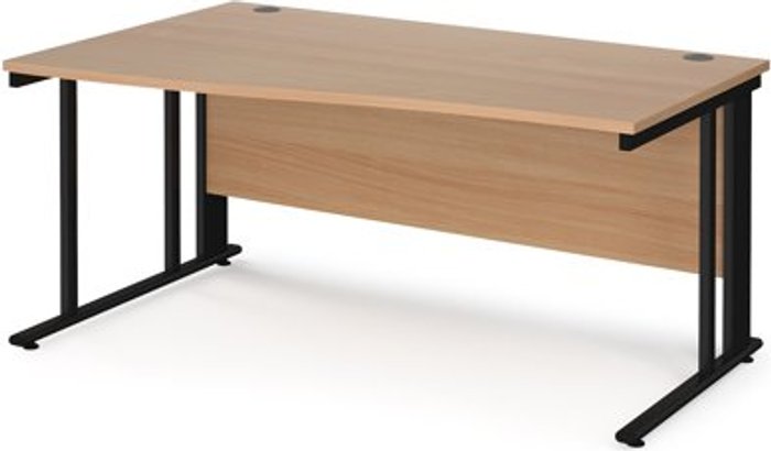 Office Monster | Maestro 25 Office Desk | Left Hand Wave Desk 1600mm | Beech Top With Black Frame | Maestro 25 MCM16WLKB Maestro 25 Office Desk | Left Hand Wave Desk 1600mm | Beech Top With Black Frame | Maestro 25 MCM16WLKB