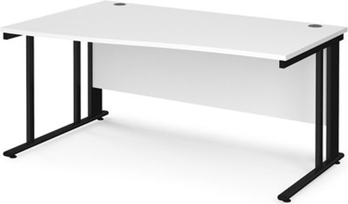 Office Monster | Maestro 25 Office Desk | Left Hand Wave Desk 1600mm | White Top With Black Frame | Maestro 25 MCM16WLKWH Maestro 25 Office Desk | Left Hand Wave Desk 1600mm | White Top With Black Frame | Maestro 25 MCM16WLKWH