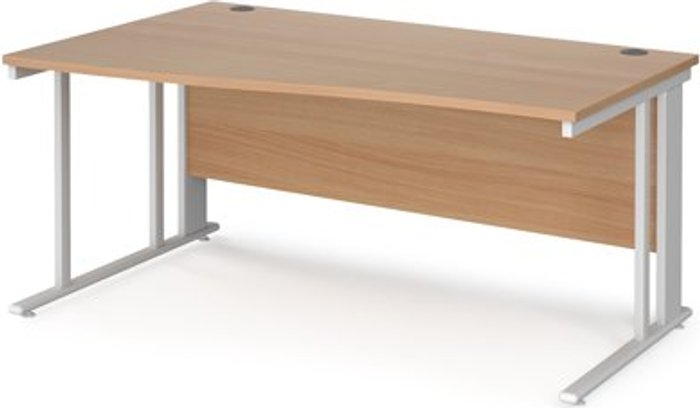 Office Monster | Maestro 25 Office Desk | Left Hand Wave Desk 1600mm | Beech Top With White Frame | Maestro 25 MCM16WLWHB Maestro 25 Office Desk | Left Hand Wave Desk 1600mm | Beech Top With White Frame | Maestro 25 MCM16WLWHB
