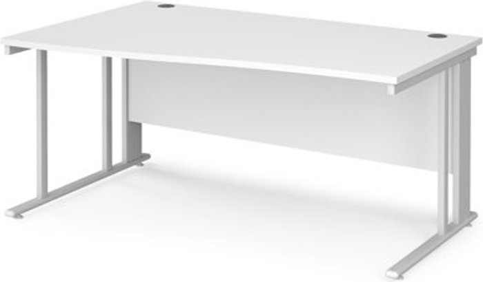Office Monster | Maestro 25 Office Desk | Left Hand Wave Desk 1600mm | White Top With White Frame | Maestro 25 MCM16WLWHWH Maestro 25 Office Desk | Left Hand Wave Desk 1600mm | White Top With White Frame | Maestro 25 MCM16WLWHWH