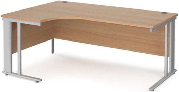 Office Monster | Maestro 25 Office Desk | Left Hand Corner Desk 1800mm | Beech Top With Silver Frame | 1200mm Depth | Maestro 25 MCM18ELSB Maestro 25 Office Desk | Left Hand Corner Desk 1800mm | Beech Top With Silver Frame | 1200mm Depth | Maestro 25 MCM18ELSB